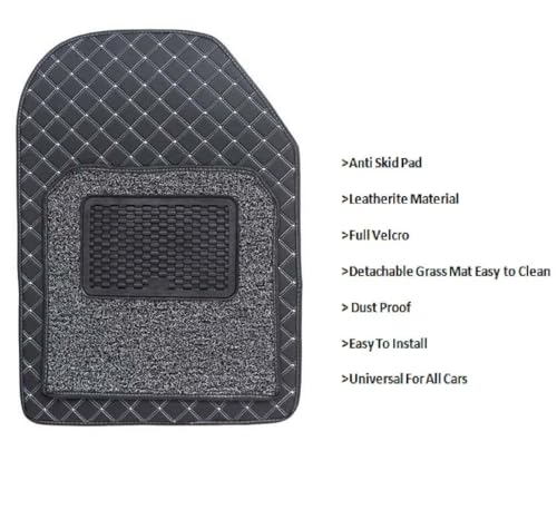 Image of FAM Enterprises Car Foot Mats Universal Non-Slip 7D Leather Car Floor Mats Compatible for Mahindra XEV 9S | Waterproof & Washable | Standard Size | Color - Black