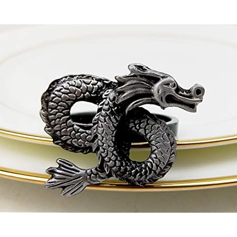 Fennco Styles Antique Dragon Napkin Rings Set Cover