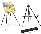 Schwarze Metall-Staffelei 52-160cm Höhenverstellbar - Professionelle Feldstaffelei für Leinwände bis 83cm (12kg Traglast) - Inkl. Transporttasche - 900g Leichtgewicht