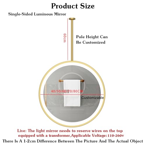 Miroir suspendu rond LED 70cm blanc double face avec éclairage pour vanité - 3