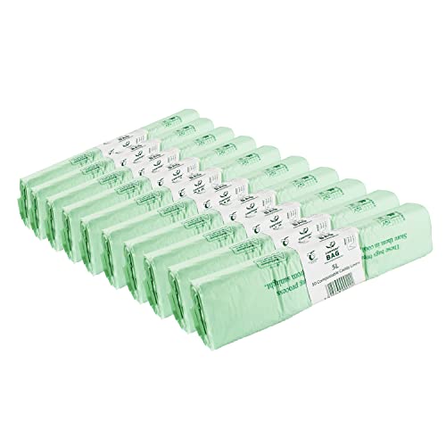 5L x 500 bags Compost Bag Compostable Kitchen Caddy Liner - 5 Litre Food Waste Bin Liners - EN 13432 - with Composting Guide