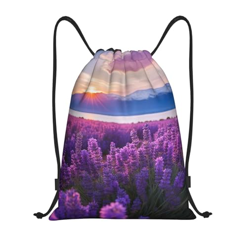 lavender fields print Drawstring Bag Sack Gym Bag Ditty Bag for Gym Traveling, Hiking, Yoga, Shopping for Adult