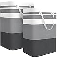 2-Pack Large Laundry Basket, Waterproof, Freestanding Laundry Hamper, Collapsible Tall Clothes Hamper with Extended Handles for Clothes Toys in the Dorm and Family