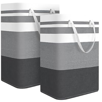 2-Pack Large Laundry Basket, Waterproof, Freestanding Laundry Hamper, Collapsible Tall Clothes Hamper with Extended Handles for Clothes Toys in the Dorm and Family