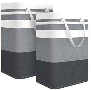2-Pack Large Laundry Basket, Waterproof, Freestanding Laundry Hamper, Collapsible Tall Clothes Hamper with Extended Handles for Clothes Toys in the Dorm and Family