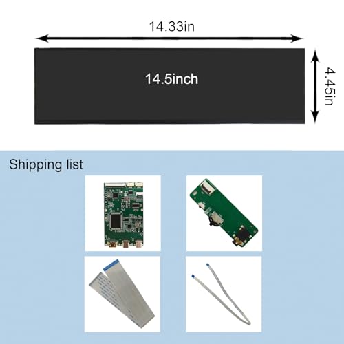 Image of VSDISPLAY 14.5'' 2560x720 2K LCD Screen with USB-C LCD Driver Board | for DIY Game PC Work Bar Display Panel