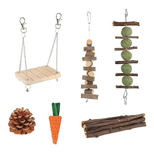 8 paquetes de heno masticables para dientes de animales pequeños Timoothy Ball para limpiar los dientes de animales pequeños Timoothy Ball Swing Gel Bill para moler los dientes de madera natural de