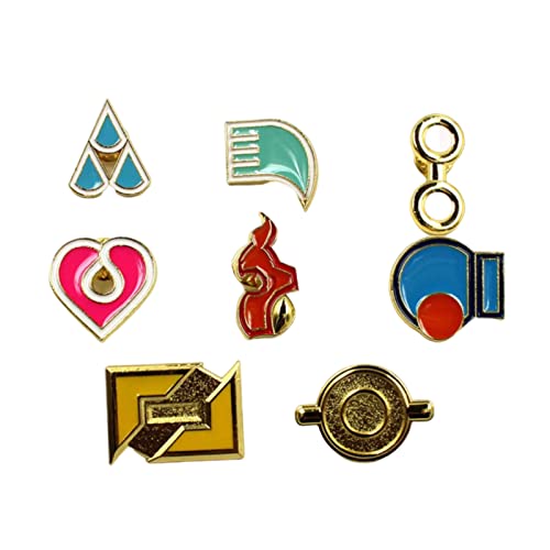 YUANstore Aplicable a la caja de colección de insignias de la generación 1 a 6, juego de 8 piezas, regalo para niños y niñas, Zinc, No es una piedra preciosa