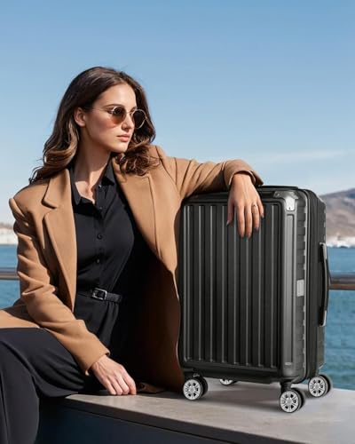 LUGGEX 28 Inch Luggage with Spinner Wheels - Expandable Hard Case Suitcases Large Checked Luggage (Silver Suitcase)2