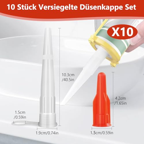 Hengxinchen 42 Stück Glättaufsatz Silikon, Gummidüse Werkzeug Kit mit 10 Stück silikonspritze, Edelstahldüsen Dichtungsdüse, Verschiedene Größen Kartuschenspitzen für In Küchen, Fenstern