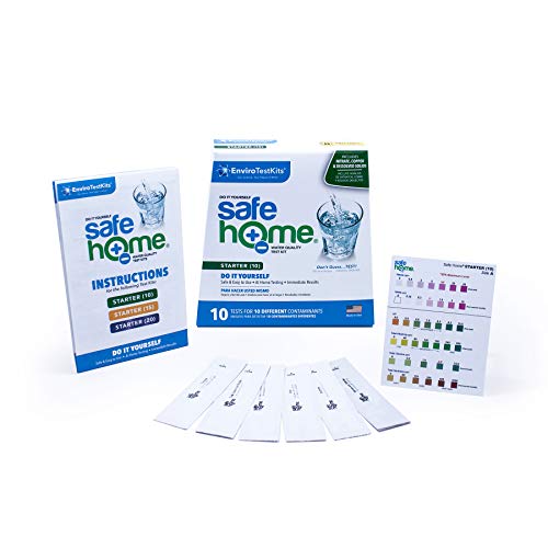 Safe Home STARTER-10 Water Quality Test Kit - (DIY Testing for 10 Different Contaminants: Copper, Iron, Chlorine, Nitrate, Nitrite, Sulfate, Alkalinity, TDS, Hardness, pH)