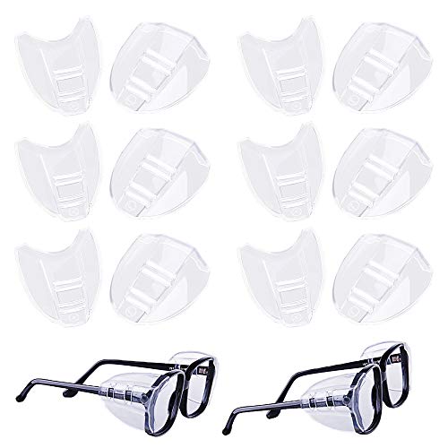 6 Pairs Safety Eye Glasses Side Shields, Slip On Side Shields for Safety Glasses, Double Hole, Fits Most Safety Eyeglasses (Transparent)