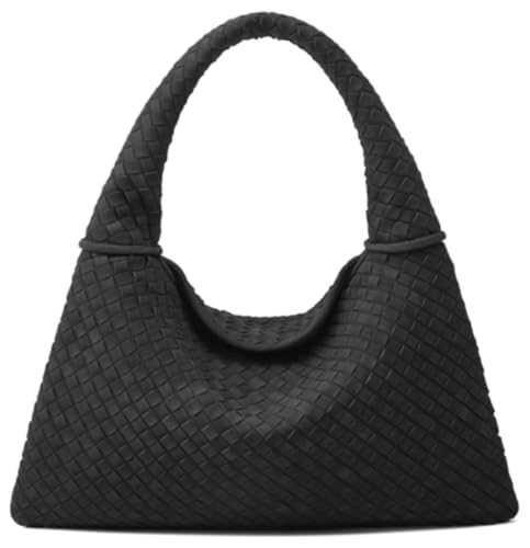 Image of Suede Woven Hobo Bags Purses for Women Woven Leather Bag Vintage Tote Bag Retro Handbag Satchel 2025