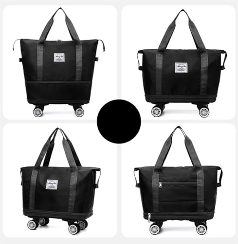 Travel Tote Bag with Trolley Sleeve Expandable Extra Duffel Bag with Wheels Lightweight Traveling Foldable Suitcase2