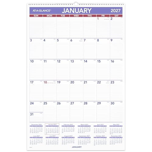 Image of AT-A-GLANCE 2027 Wall Calendar, Monthly, 508 x 762 Mm Planner, Ruled Daily Blocks, PM42827