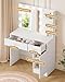 LIVELYGLOW Lighted Makeup Vanity Desk, 35.4“W x 15.7'”D x 54“H, White (with Lights and Mirror, Dimming Function, 2 Drawers and 1 Cabiniet, Open Shelves) by Boahaus