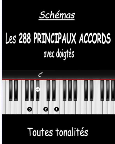 Schémas Les 288 principaux Accords avec Doigtés Toutes Tonalités: Visualisation et Mémorisation Faciles sur Diagrammes