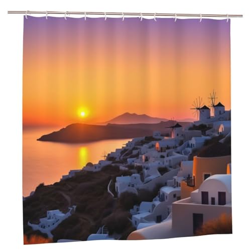 Rideau de douche imperméable et résistant anti-moisissure lavable motif Grèce - 2