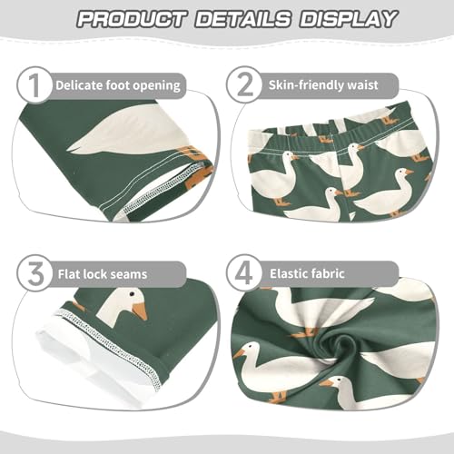 ALAZA Girls' Leggings Children's Yoga Pants Skinny Printed Dance White Duck Green Comfortable 4T2