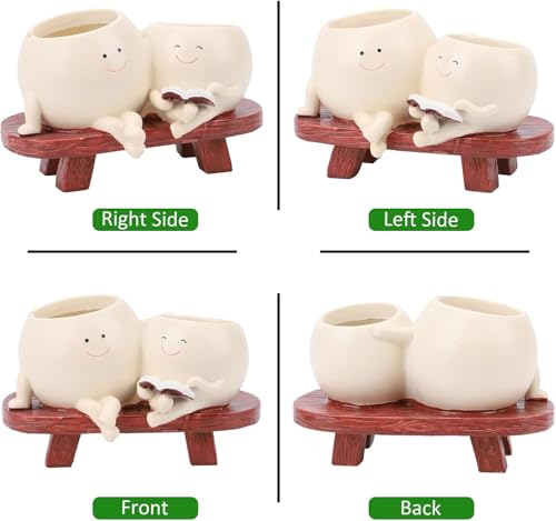 Image of Unique Chair Flower Pots | Cute Succulent Planters in Vintage Chair Design, Indoor & Outdoor Plant Holders for Home & Garden (Smiley Face Chair Succulent Pots), White