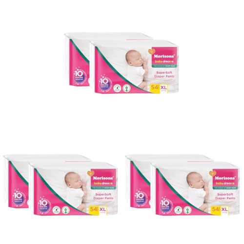 Image of Morisons* babydreams THE CHOICE OF SMART MUMS Morisons babydreams THE CHOICE OF SMART MUMS Super Soft Diaper Pant XL 108 Count 54 Count Pack of 6