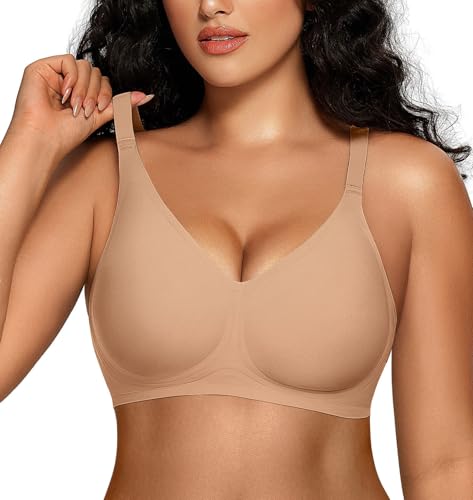 Image of OEAK Women Comfortable Jelly Bras No Underwire Seamless Full Coverage Bralette Buttery Soft Convertible Everyday Tshirt Bra