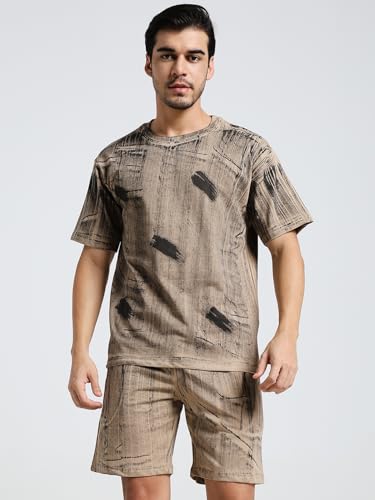 Image of Vogaan Men's Cotton Short Sleeve Tracksuit Summer T Shirt & Shorts Set with 2 Pockets || Casual Co-ord Sets