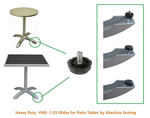 Absolute Seating, Inc M8-1.25 Heavy Duty Glides For Outdoor Patio Table Bases In Restaurants Or Homes W/ (12) #TOP5