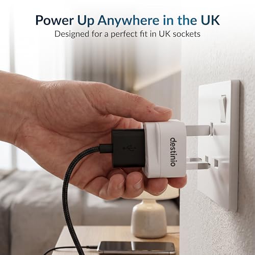 Image of Destinio Type G Travel Adapter | UK Plug Adapter for India to UK, UAE, Singapore & More | Universal Socket, 13A 250V 2500W| International Travel Plug Adapter | CE & RoHS Certified (Pack of 1)