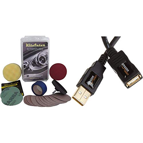 KITAUTOS KF75MM Kit de Polissage pour Phares, Plastique & Amazon Basics Rallonge Câble USB 2.0 mâle A vers Femelle A 2 m Cover