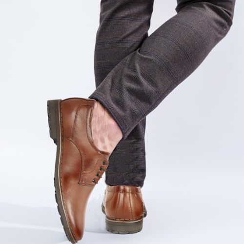 Image of Leatherful Genuine Leather Derby SE Shoes for Men | TPR Sole & Nappa Leather Lining | Classic Dress Footwear
