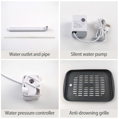 Image of PINVNBY Automatic Bird Bath Shower for Cage,Parrot Bath Box with Pump,Parakeet Bathtub Electric Fountain Circulating Water Contains USB Power Plug for Cockatiel Lovebird Conure Budgie(Gray)