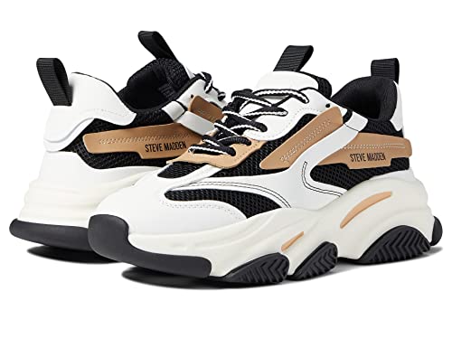 Basket Steve Madden Possession 36 cuir synthétique durable finitions noir et camel