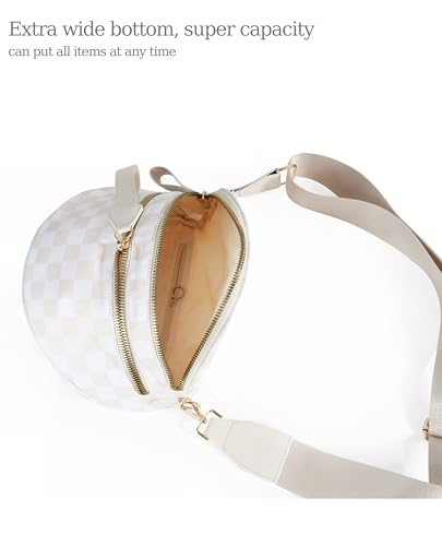 Spacious Checkered Nylon Crossbody Bag Bum Bag Checkered Handbags Wallets for Women4