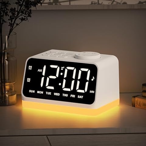 JALL Digital Alarm Clock with FM Radio for Bedroom, 8 Colors Night Light with 2 Charging Port, Sleep Sound Machines with Timer, Dual Alarm, Loud Alarm and Easy to Use for Seniors and Kids as Gift Cover