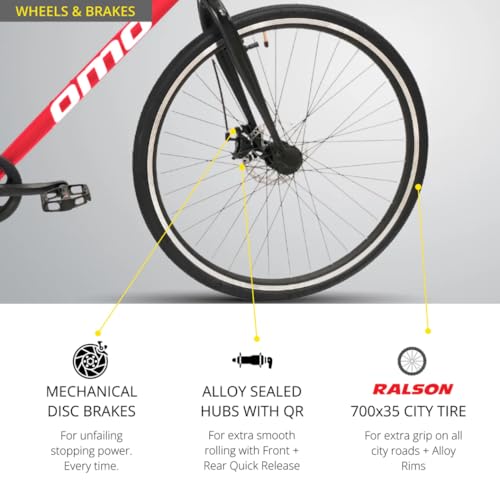 Image of omo Hampi Prime | Hybrid Cycle | 24 Speed Shimano Gears | 18.5 inch Alloy 6061 Frame (Black)