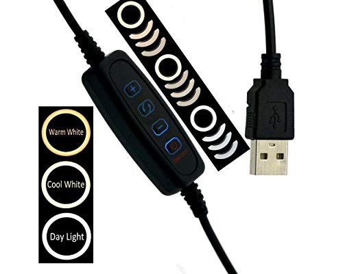 Luminária portátil USB Ring Light de 10” Vivitar c/controle remoto, tripé articulado e suportes para