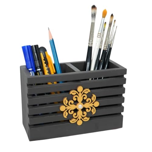 Image of Decorative Embossed Design Pencil and Pen Stand | Desk Organizer for Stationery Storage | Suitable for Office Desk, Study Table, Home and Workspace Use (Design 17)