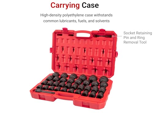 Image of TEKTON 3 /4 Inch Drive Socket Set, 37-Piece | SID93418 | (13 - 50 mm), Shallow, 6-Point, Case