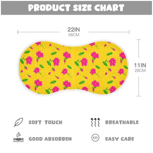 Sunny Florals Pattern Muslin Baby Burp Cloths - Super Absorbent and Soft Burping Rags - Cotton Burp Clothes Set for Boys and Girls, 4 Pack2
