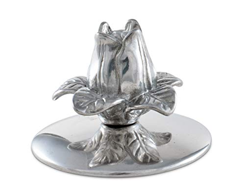 Arthur Court Magnolia Flower Napkin Weight Or Office Paperweight For Outdoor Napkin Paper Towel Holder Metal One Size Silver Base 3.75 Inch Diameter #TOP3