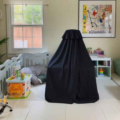 Image of Blackout Crib Canopy Black Crib Tent to Keep Baby in Crib Cover Canopy Bed Curtains for Indoor and Outdoor (Sticker Holder not Included)