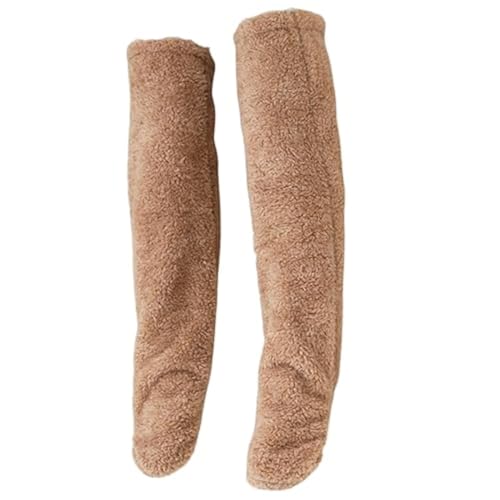 UIVXXUD Calcetines mullidos por encima de la rodilla, calcetines de felpa alta, calentadores de piernas largas peludos, calcetines de invierno para dormir esponjosos, Marrón, Talla única