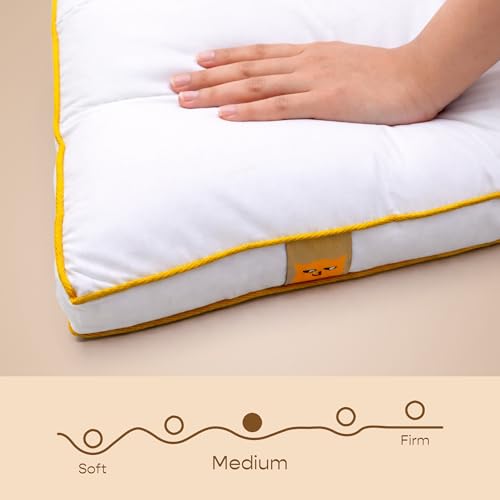 Image of SleepyCat Slim Pillow with Microfiber, Designed for Neck and Spine Alignment | Ideal for Minimal Elevation | Luxe Microfibre Pillow | Machine Washable |4-Piece, Standard Size, 26x16 inches