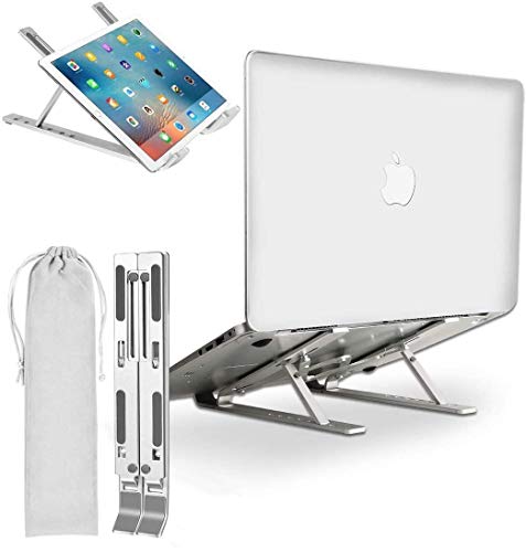 Adjustable Laptop Stand for Desk - Portable Laptop Holder Aluminum Alloy Laptop Mount Compatible with 10-15.6 Inch MacBook PC-Notebook Foldable Riser with 7 Levels Height Adjustment