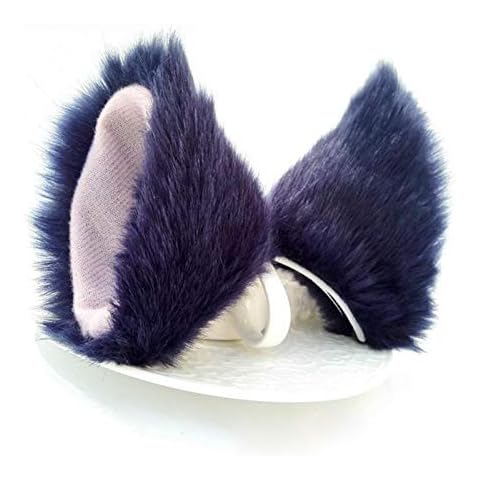 DASNTERED Pinces à cheveux oreilles de chat - Accessoires de cheveux mignons en fourrure - Pour décoration de fête - Cosplay - Bleu marine Cover