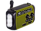 Trevi RA 7F30 BT Radio Portatile Multibanda FM/AM/SW con Lettore MP3 Wireless, Funzione Power Bank e Torcia LED, Ricarica Solare, a Dinamo o USB-C, Ideale per Emergenze, Campeggio, Viaggi, Verde