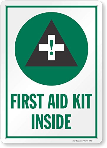 SmartSign "First Aid Kit Inside", Plastic Sign, 14" X 10"