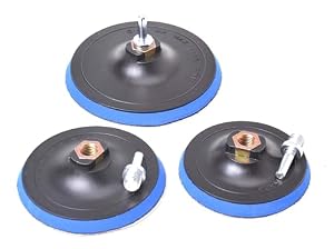 Aqbau® Schleifteller mit Klett Haftteller 115mm 125mm 150mm M14 mit adapter Schleifteller für Bohrmaschine und Winkelschleifern incl. Spanndorn Polierpad Adapter