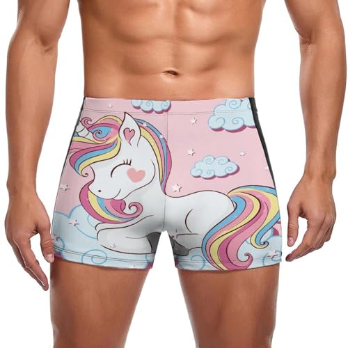 Short de bain boxer rose licorne homme au séchage rapide pour la piscine et la plage